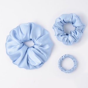 3 PCS Flower Silk Hair Scrunchies Small Medium Large Sizes