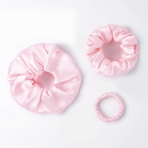 3 PCS Flower Silk Hair Scrunchies Small Medium Large Sizes