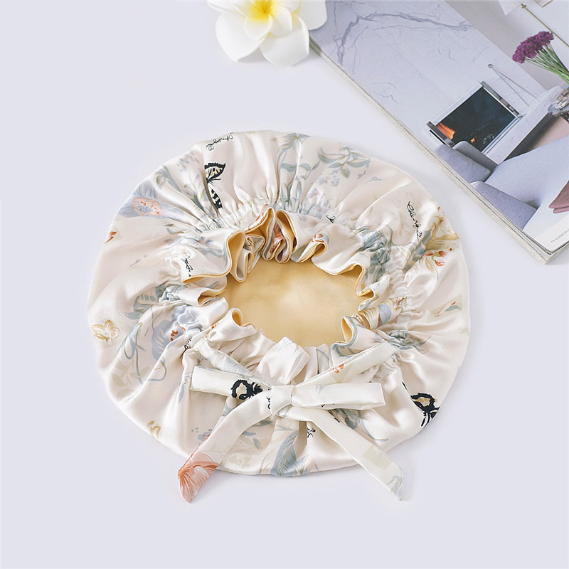 Silk Floral Bonnet | 19 Momme | Double Lined detail Image