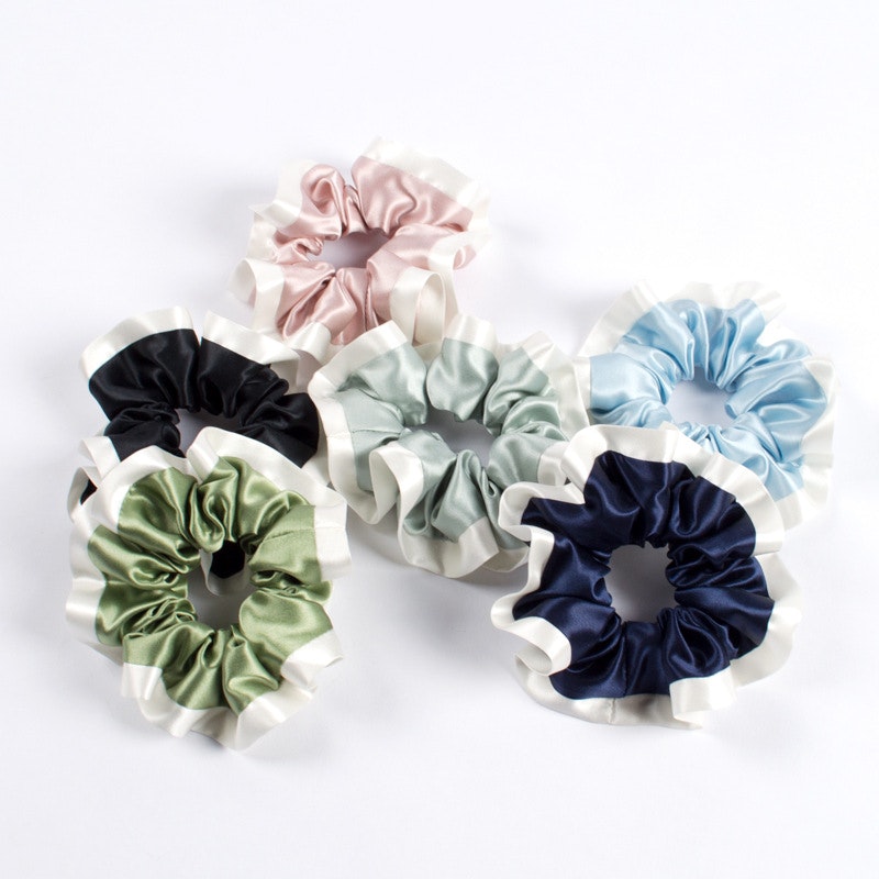 6 Packs Set Silk Scrunchies of Contra-Color