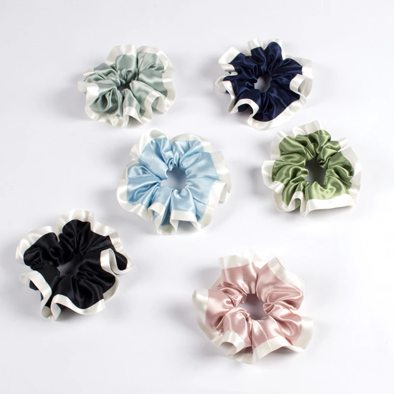 6 Packs Set Silk Scrunchies of Contra-Color