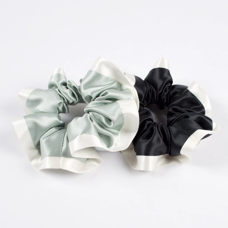 6 Packs Set Silk Scrunchies of Contra-Color