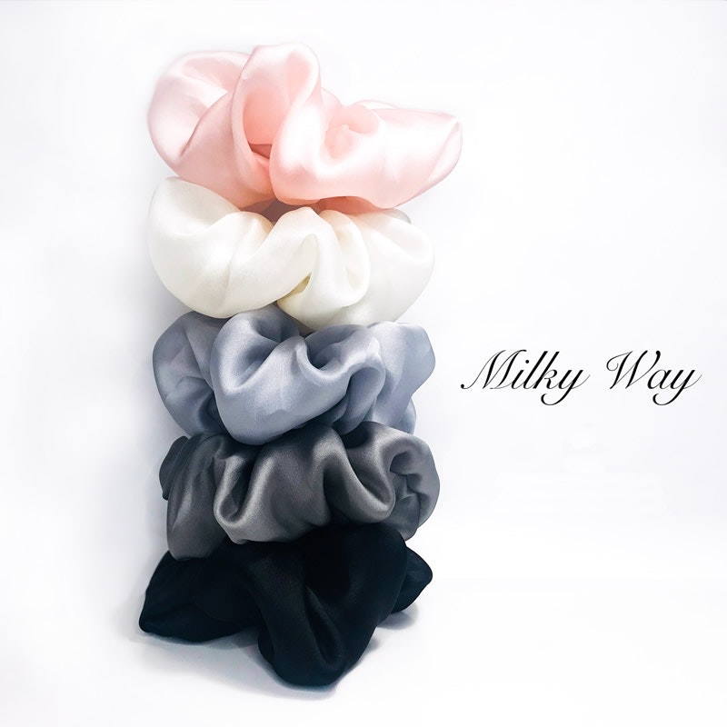 Organza Flower Silk Scrunchie MILKY WAY