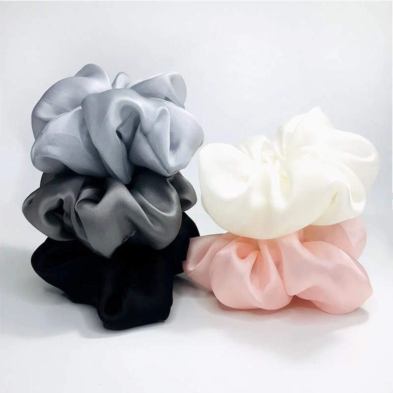 Organza Flower Silk Scrunchie MILKY WAY