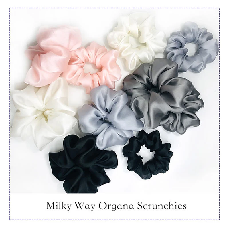 Organza Flower Silk Scrunchie MILKY WAY