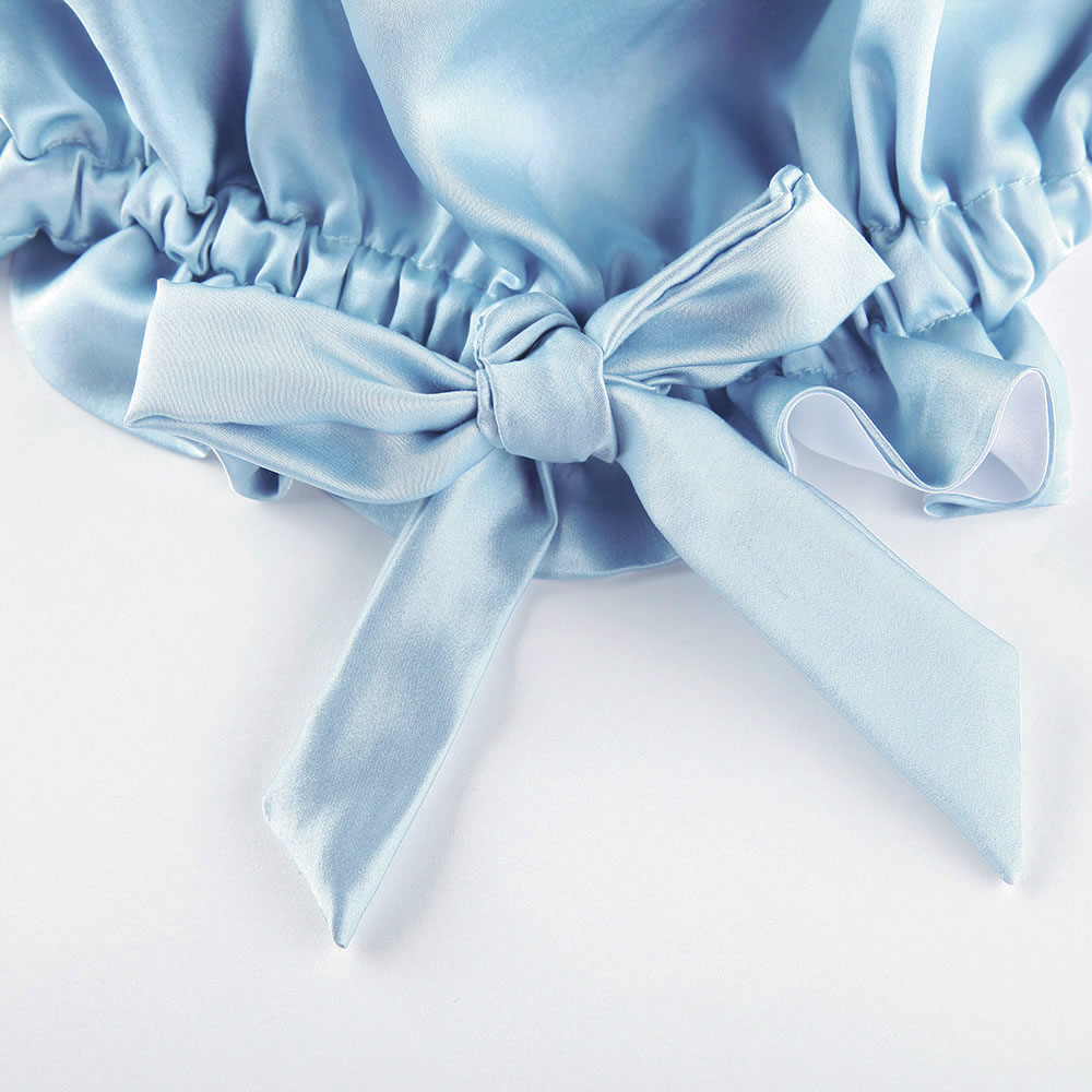 Silk Frills Bonnet | 19 Momme | Double Lined detail Image