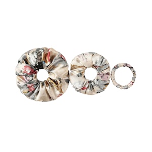 3 Pack Floral Silk Scrunchies Set of Different Sizes