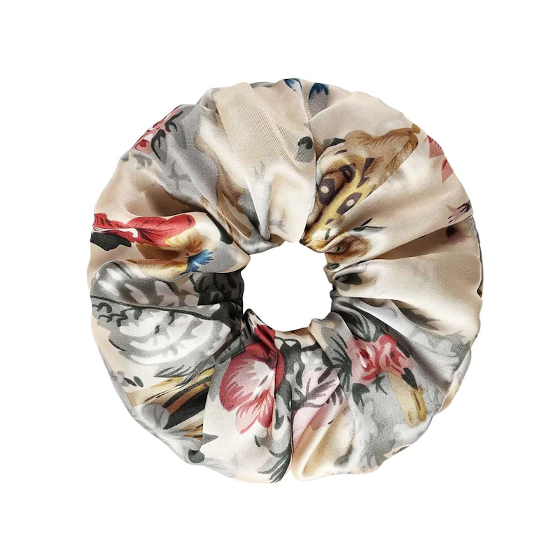 3 Pack Floral Silk Scrunchies Set of Different Sizes