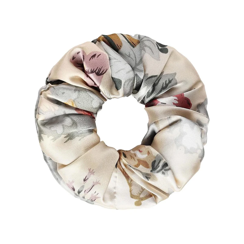3 Pack Floral Silk Scrunchies Set of Different Sizes