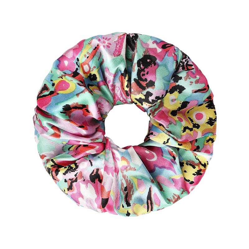 3 Pack Floral Silk Scrunchies Set of Different Sizes