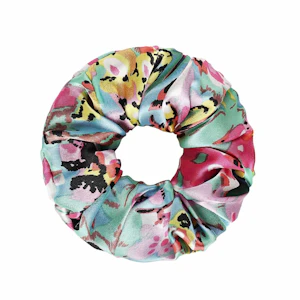3 Pack Floral Silk Scrunchies Set of Different Sizes