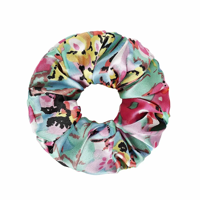 3 Pack Floral Silk Scrunchies Set of Different Sizes