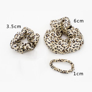 3PCS Silk Hair Scrunchies Different Size Stylish Leopard Print Floral Print