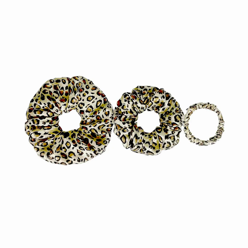 3 Pack Floral Silk Scrunchies Set of Different Sizes