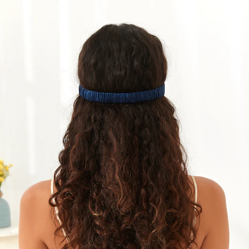 Zodiac Embroidered Silk Eye Mask Navy Blue