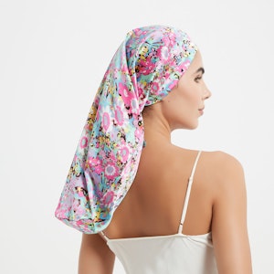 Long Silk Bonnet with Ribbon | 19 Momme
