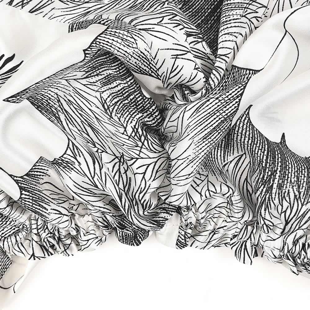 Floral Silk Twisted Bonnet | 19 Momme | Double Layer detail Image