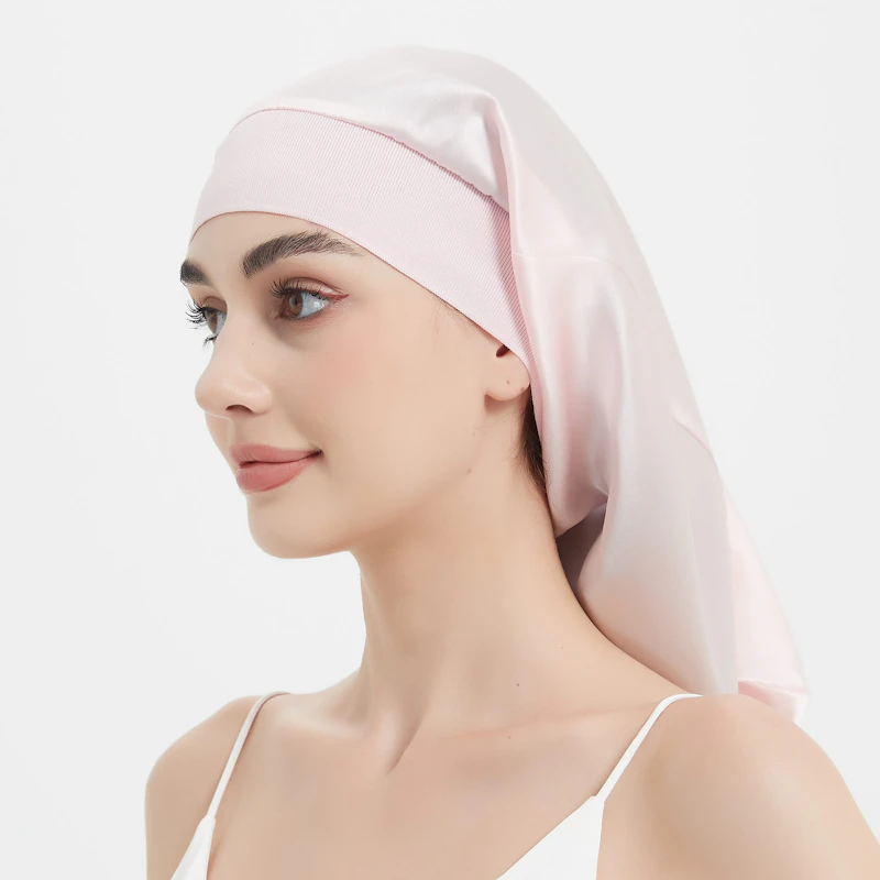 Long Silk Night Cap with Wide Elastic Band | 19 Momme