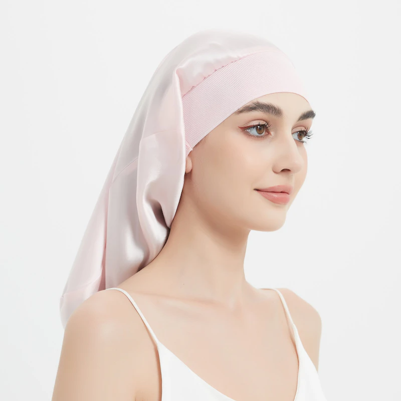 Long Silk Night Cap with Wide Elastic Band | 19 Momme