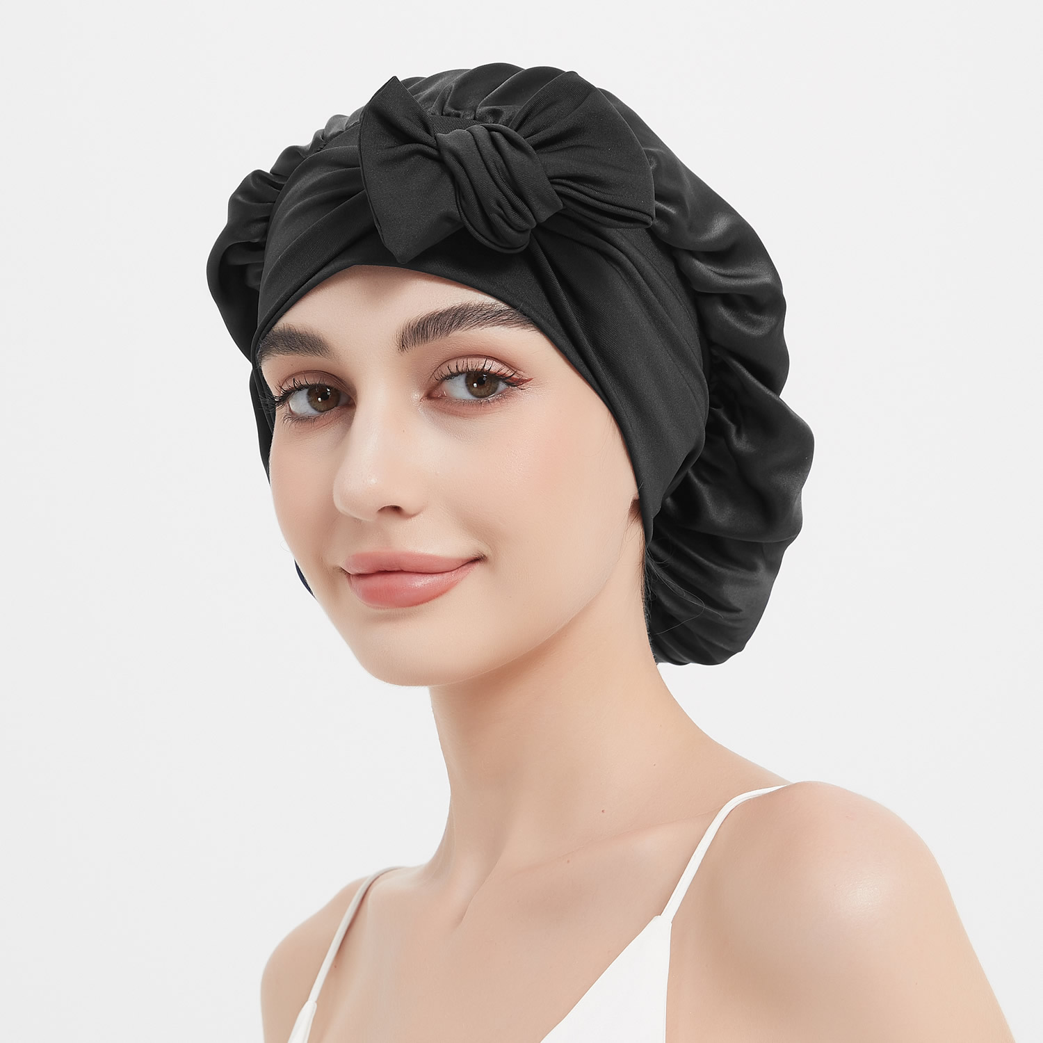 Extra Large Silk Sleep Cap with Stretch Ribbon 19 Momme RachelSilk