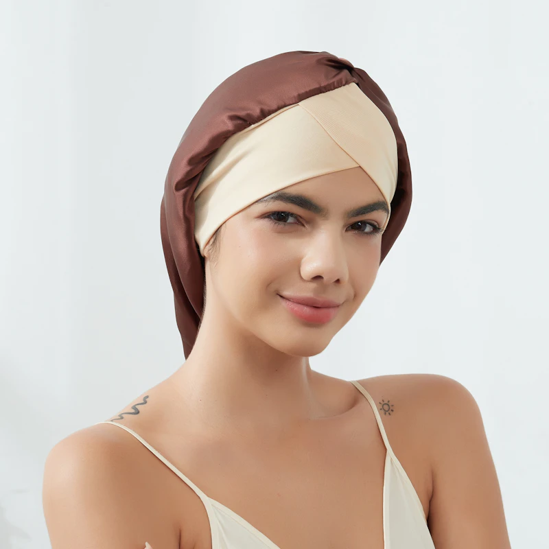 Silk Sleep Cap with Crossed Band | 22 Momme