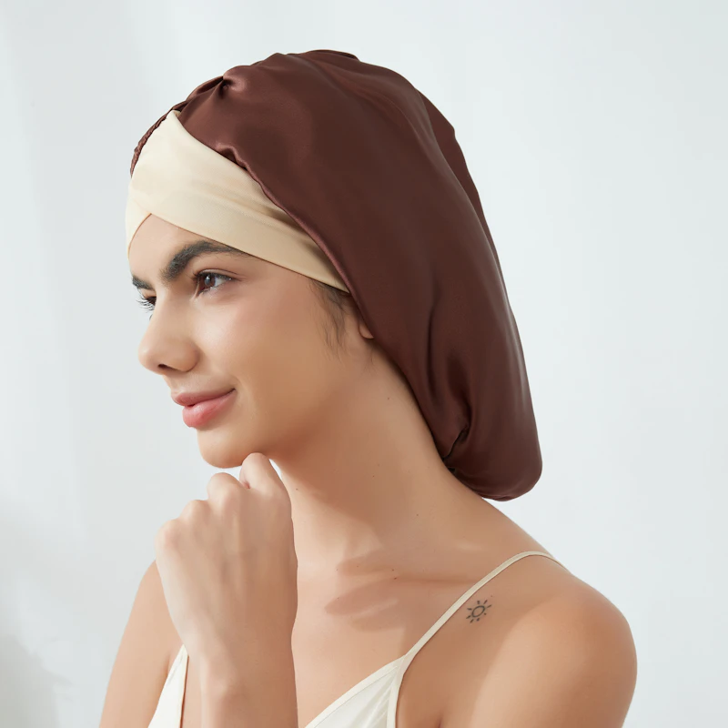 Silk Sleep Cap with Crossed Band | 22 Momme