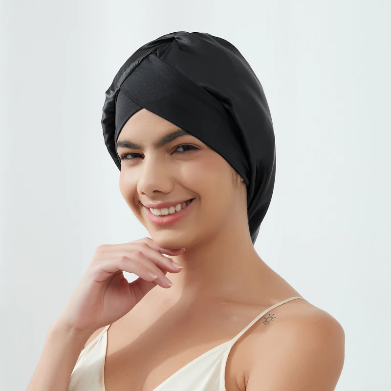 Silk Sleep Cap with Crossed Band | 22 Momme