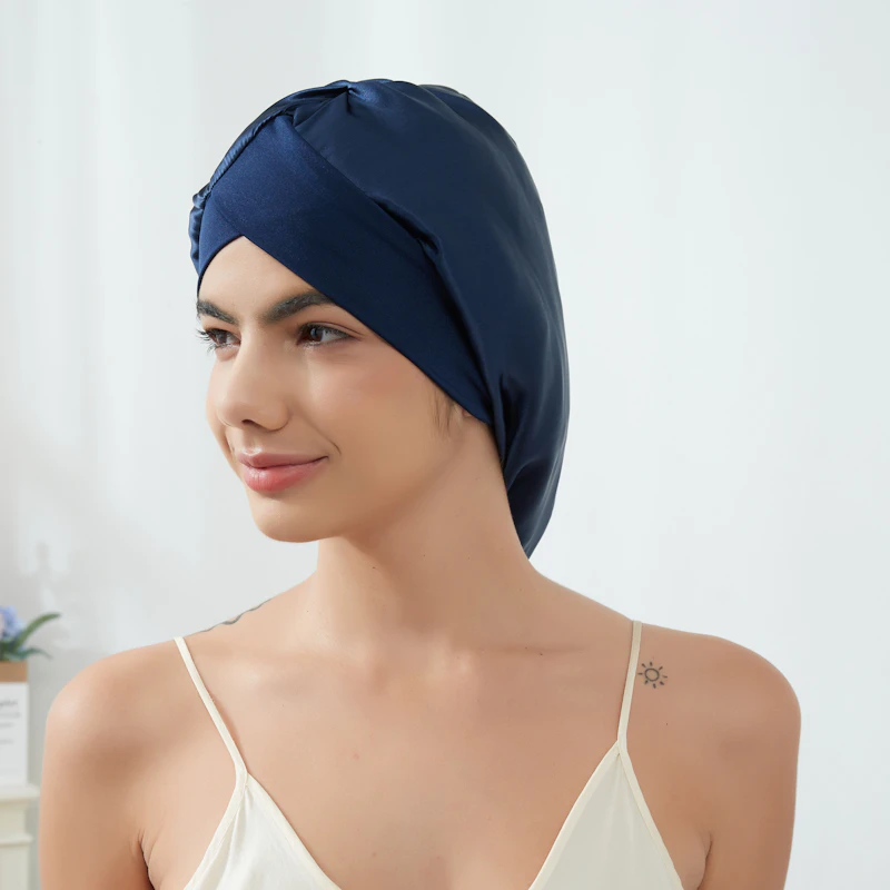 Silk Sleep Cap with Crossed Band | 22 Momme