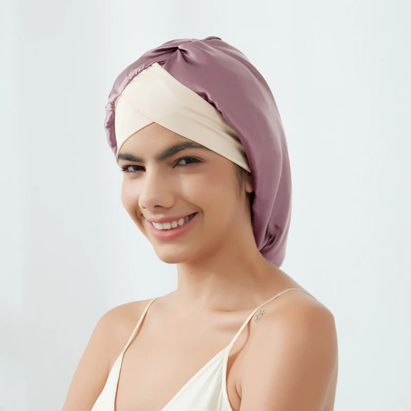 Silk Sleep Cap with Crossed Band | 22 Momme
