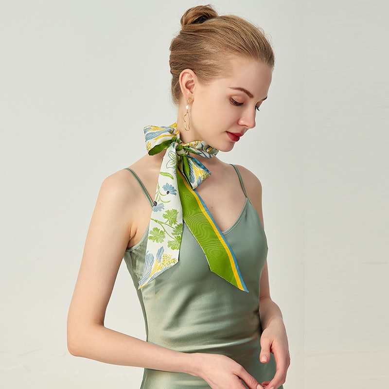 Double-Lined Silk Twill Ribbon Scarf Extra Length