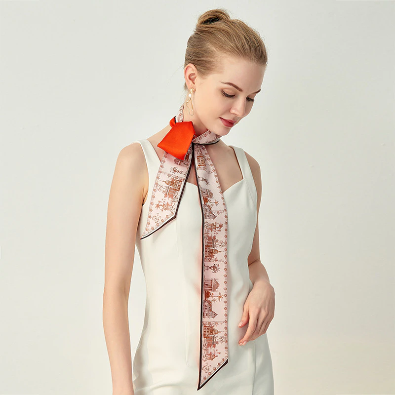 Double-Lined Silk Twill Ribbon Scarf Extra Length
