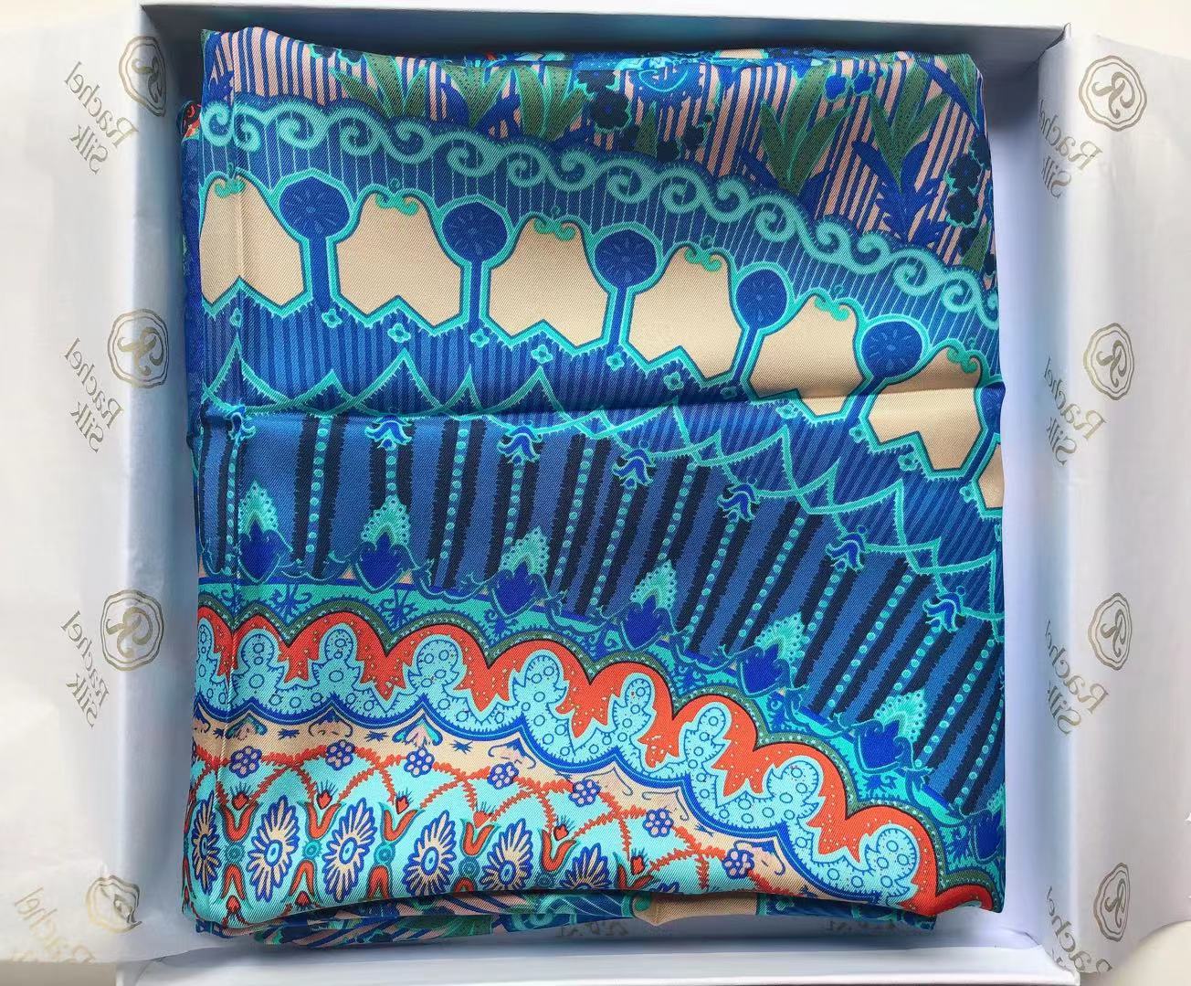 ●TATIANA● Blooming Blue Rose Twilly Silk Scarf SF2905 5005 Silk Twill Scarf 132 | THE HARMONY | RachelSilk | United States