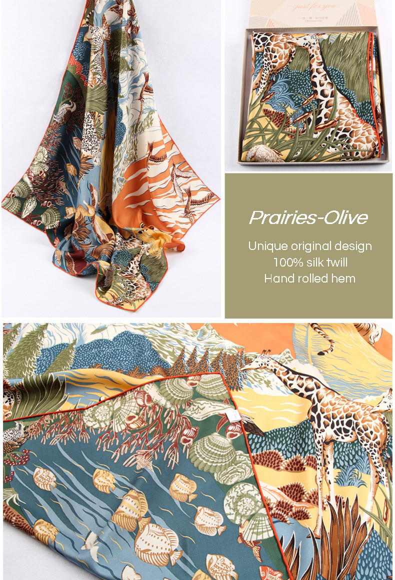 Silk Twill Scarf 90 | THE PRAIRIES detail Image