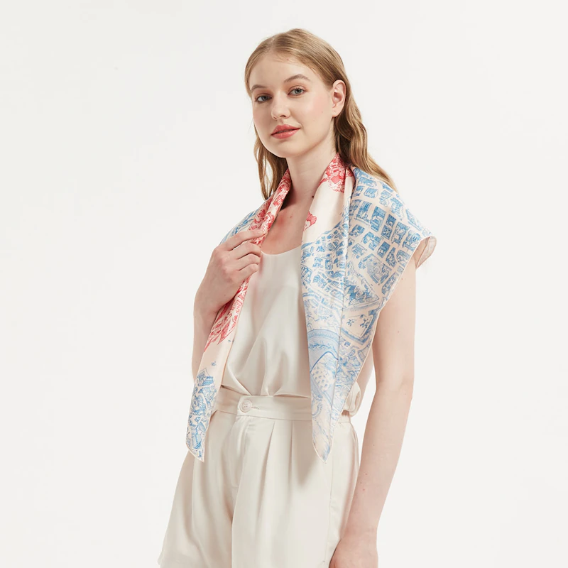 Silk Twill Scarf 90 | THE CITY OF HORSES