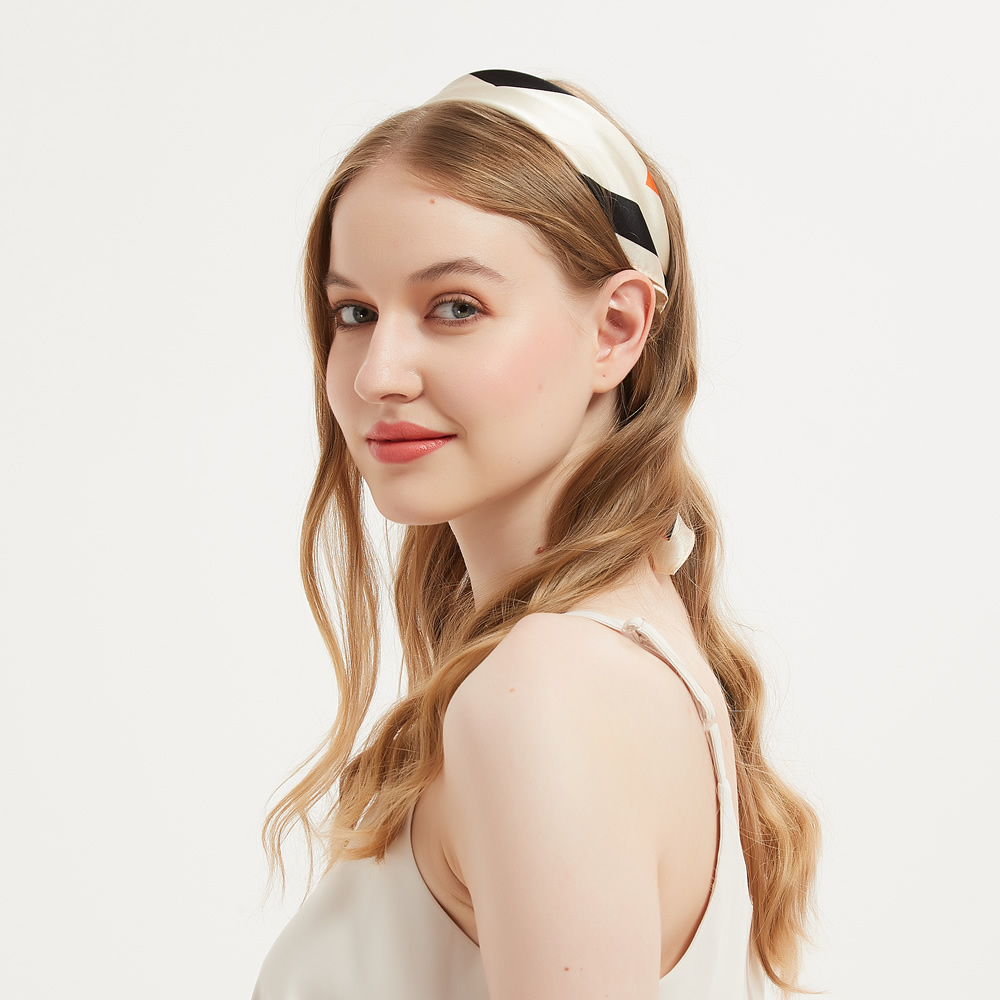 Geometric Print Silk Bandana Scarf RachelSilk United States