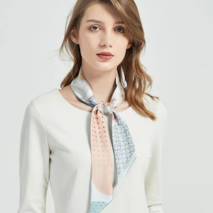 Cute Skinny Floral Print Silk Twill Ribbon Scarf