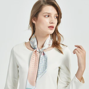 Cute Skinny Floral Print Silk Twill Ribbon Scarf