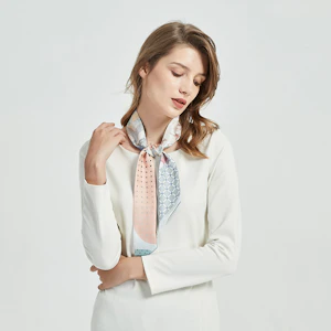 Cute Skinny Floral Print Silk Twill Ribbon Scarf