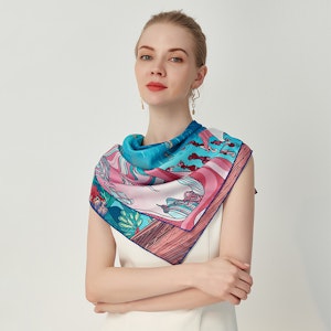 Different-Colored Silk Twill Scarf 86