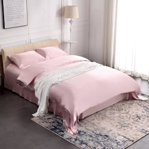 4PCS 22 Momme Seamless Silk Bedding Sheets Duvet Cover Pillowcases Set