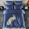 Luxurious 25 Momme Silk Bedding Set With Embroidery Peacock Color