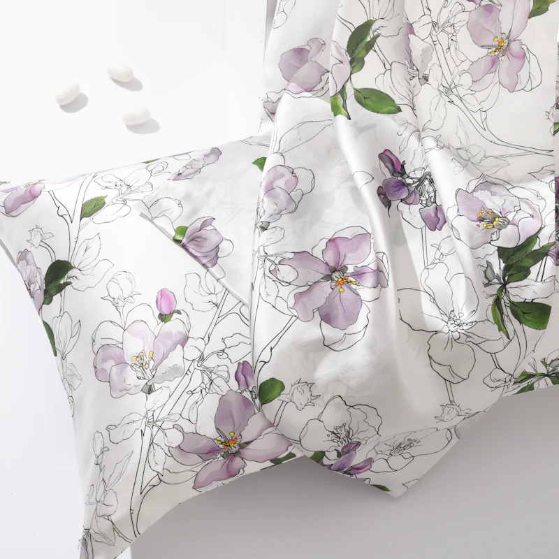 1PC 19 Momme Floral Print Silk Pillowcase