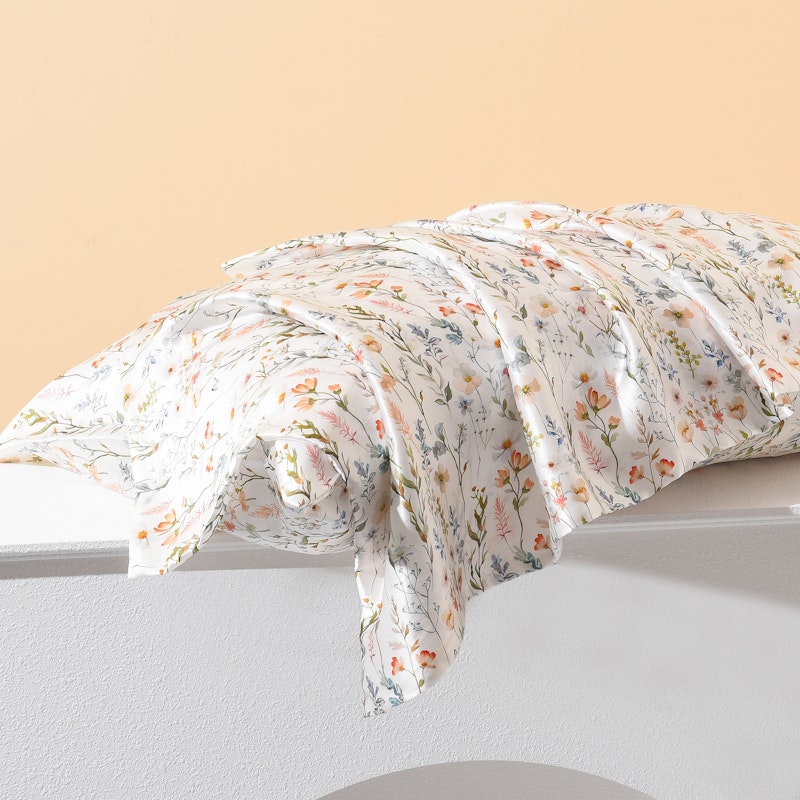 1PC 19 Momme Floral Print Silk Pillowcase