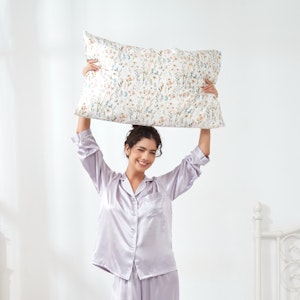 1PC 19 Momme Floral Print Silk Pillowcase