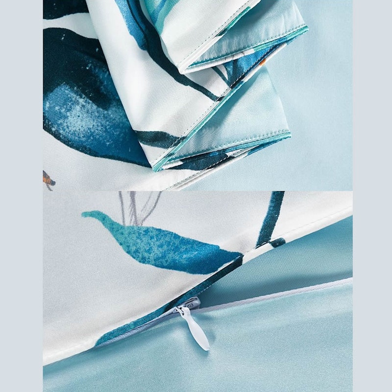 4PCS Original Designed Floral Printed Silk Bedding Set