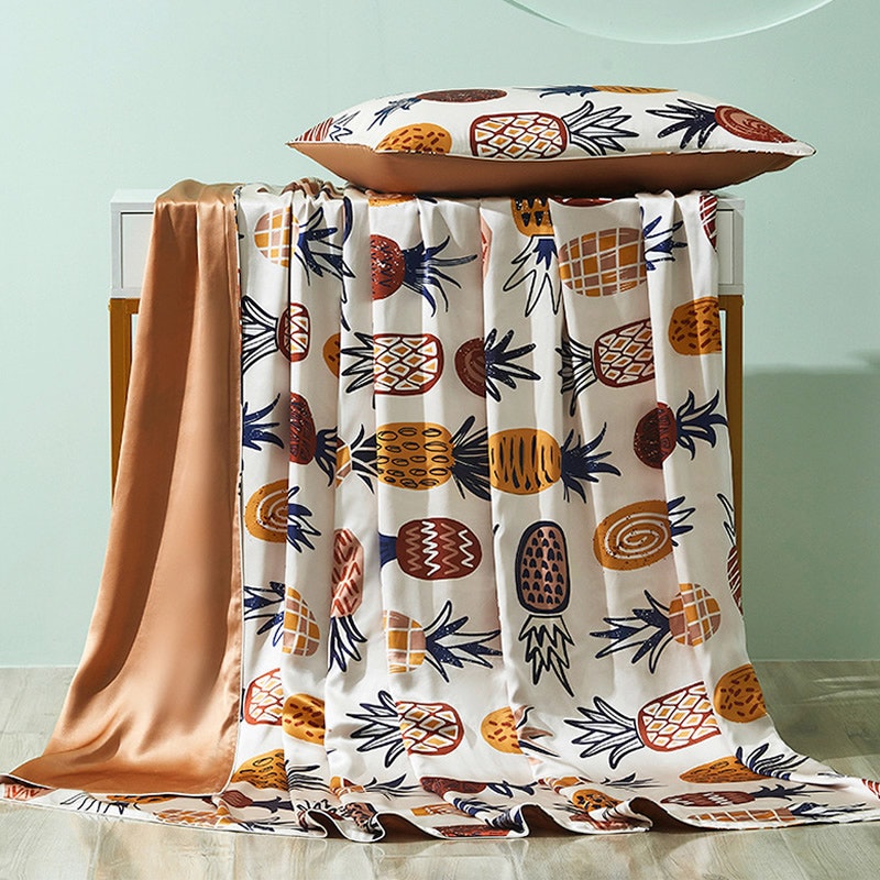 4PCS Original Designed Floral Printed Silk Bedding Set