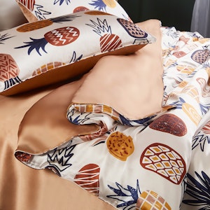 4PCS Original Designed Floral Printed Silk Bedding Set