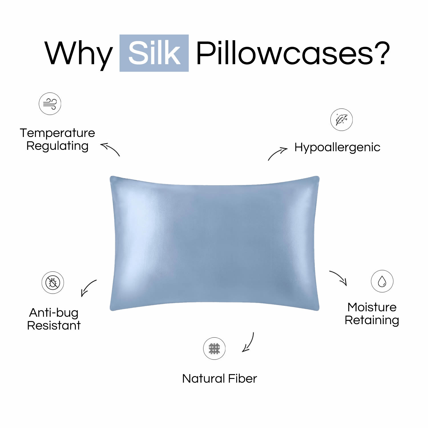 1PC 19 Momme Zippered Silk Pillowcase detail Image