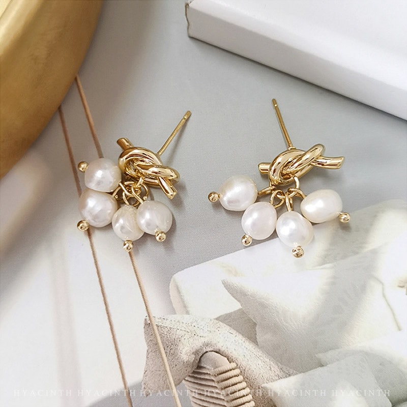 Dainty Freshwater Baroque Pearl Stud Earrings RachelSilk United States
