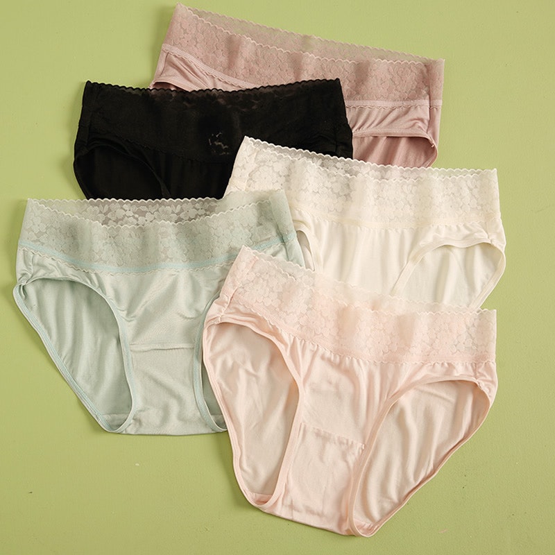 3 Pack Women Silk Knit Panties Lacy Middle Waist, RachelSilk